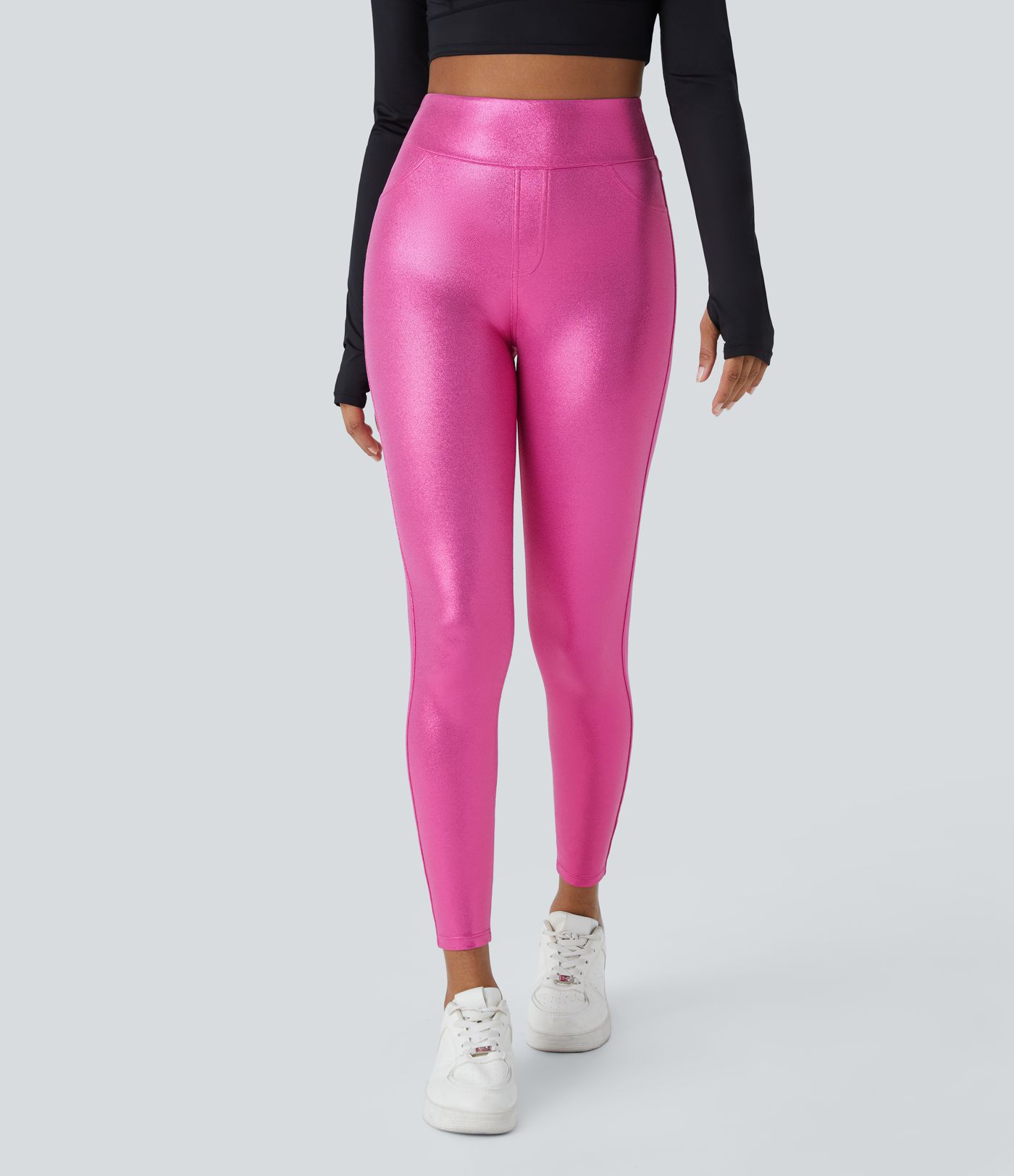 SoftlyZero™ Faux Leather High Waisted Pocket Work Leggings