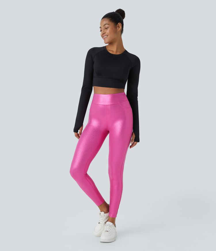 SoftlyZero™ Faux Leather High Waisted Pocket Work Leggings