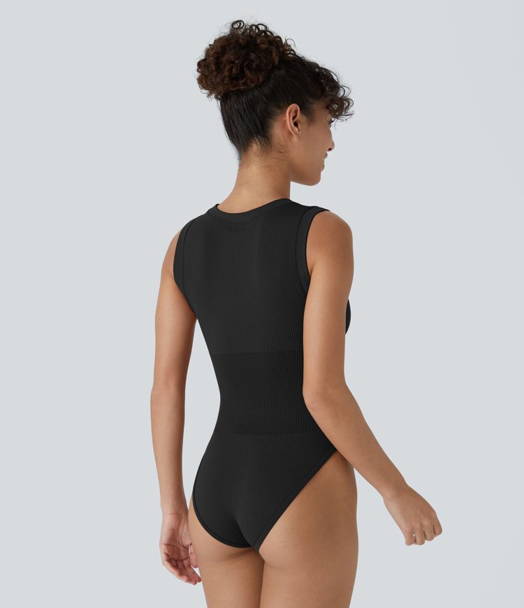 Seamless Flow Round Neck Sleeveless Snap Casual Smooth Bodysuit