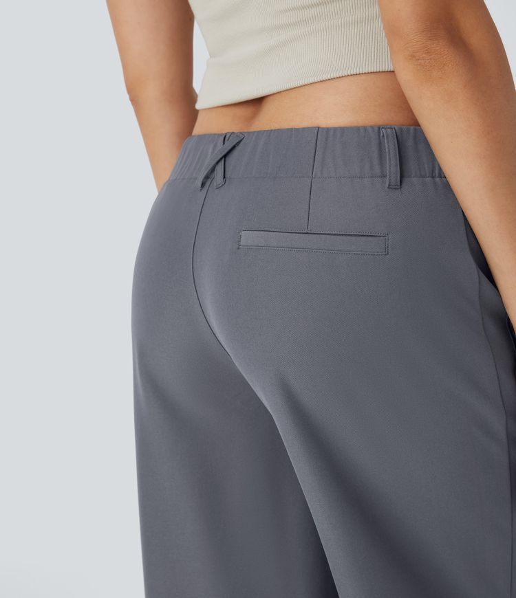 Pantalón pierna recta bolsillo lateral tiro bajo
