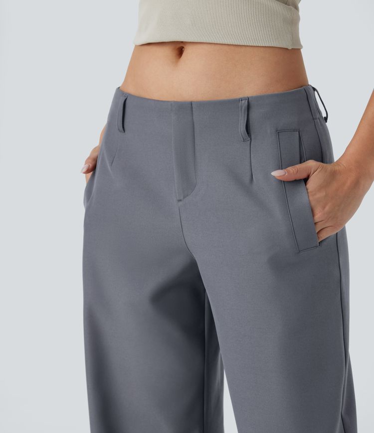Pantalón pierna recta bolsillo lateral tiro bajo