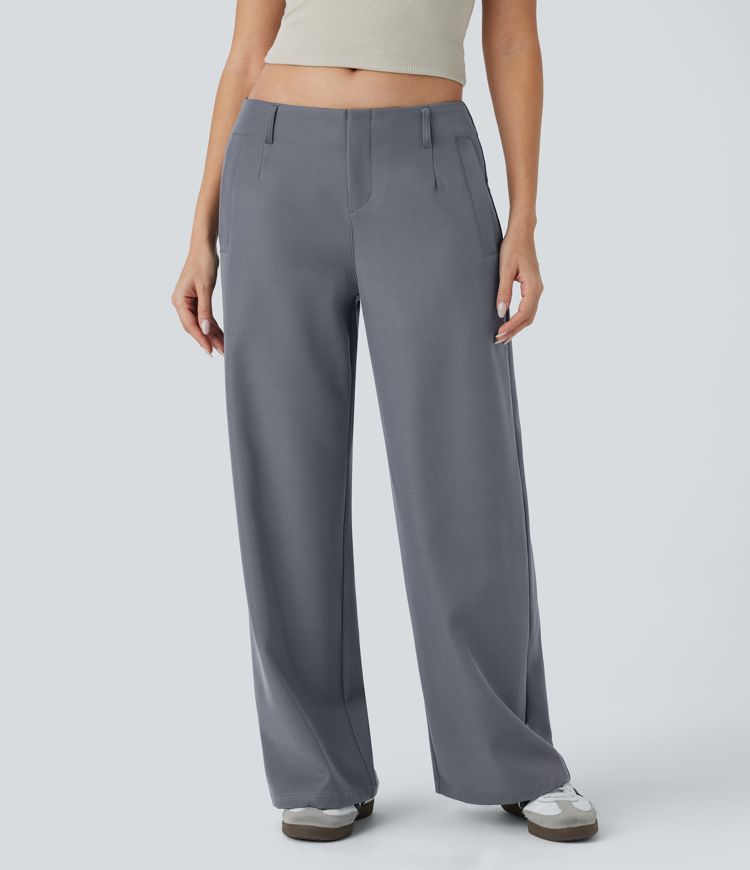 Pantalón pierna recta bolsillo lateral tiro bajo