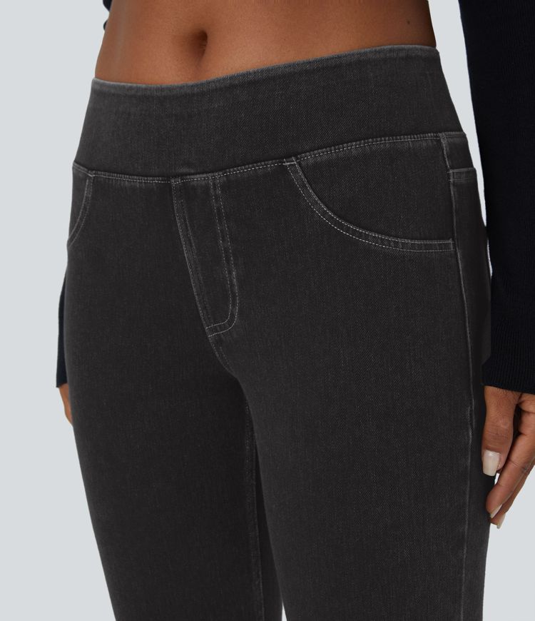 Halara Flex™ Low Rise Back Pockets Stretchy Knit Casual Bootcut Jeans