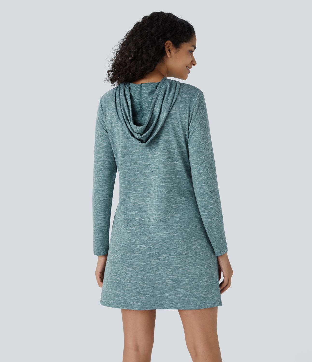 Drawstring Hooded Long Sleeve Side Pocket Mini Casual Dress