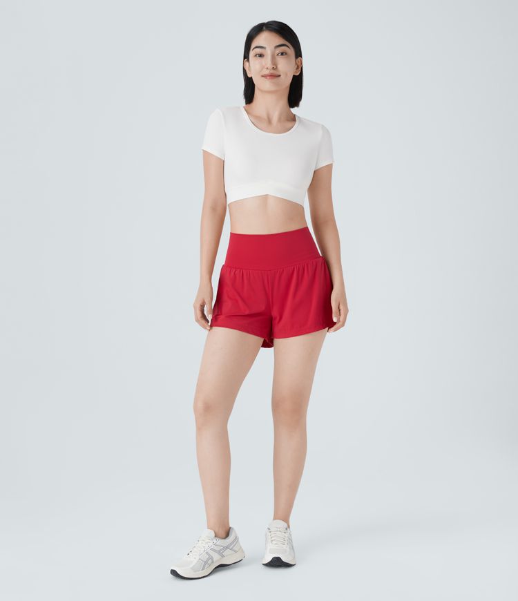 Softlyzero™ Plush Crossover Hem Cropped Sports Top