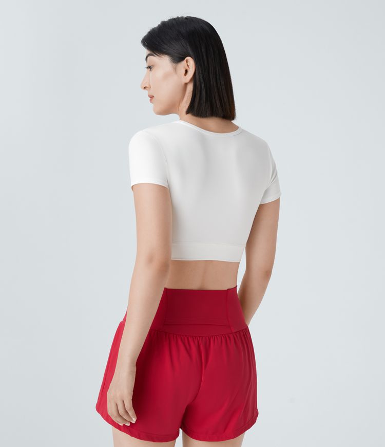 Softlyzero™ Plush Crossover Hem Cropped Sports Top