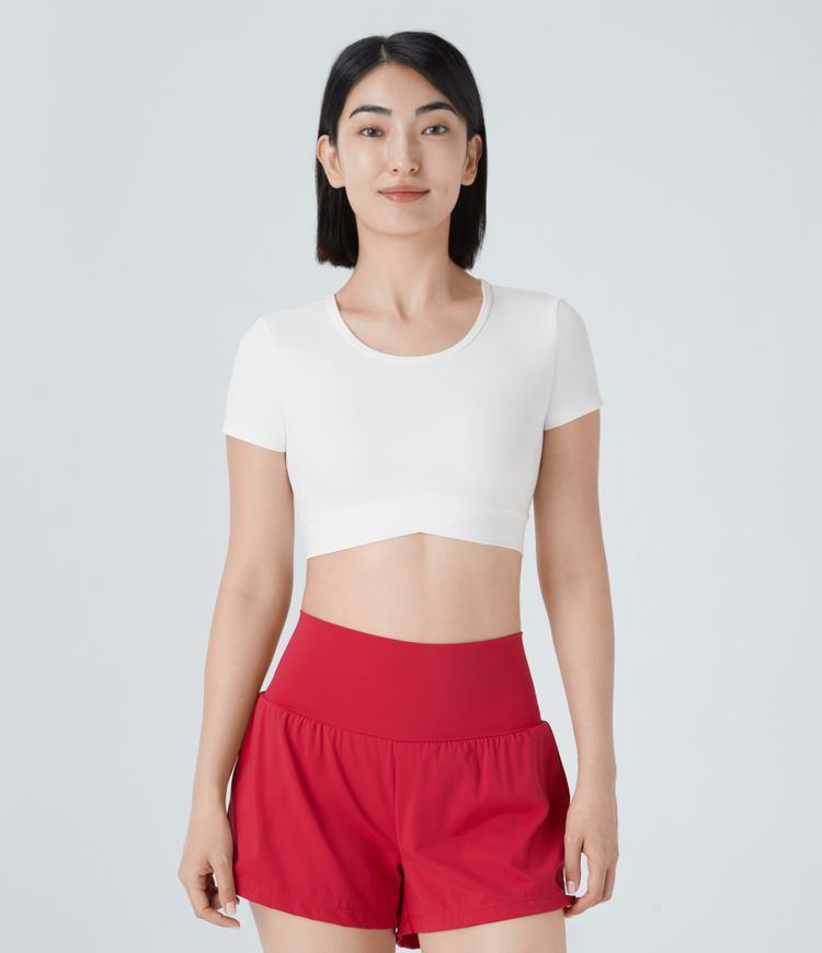 Softlyzero™ Plush Crossover Hem Cropped Sports Top