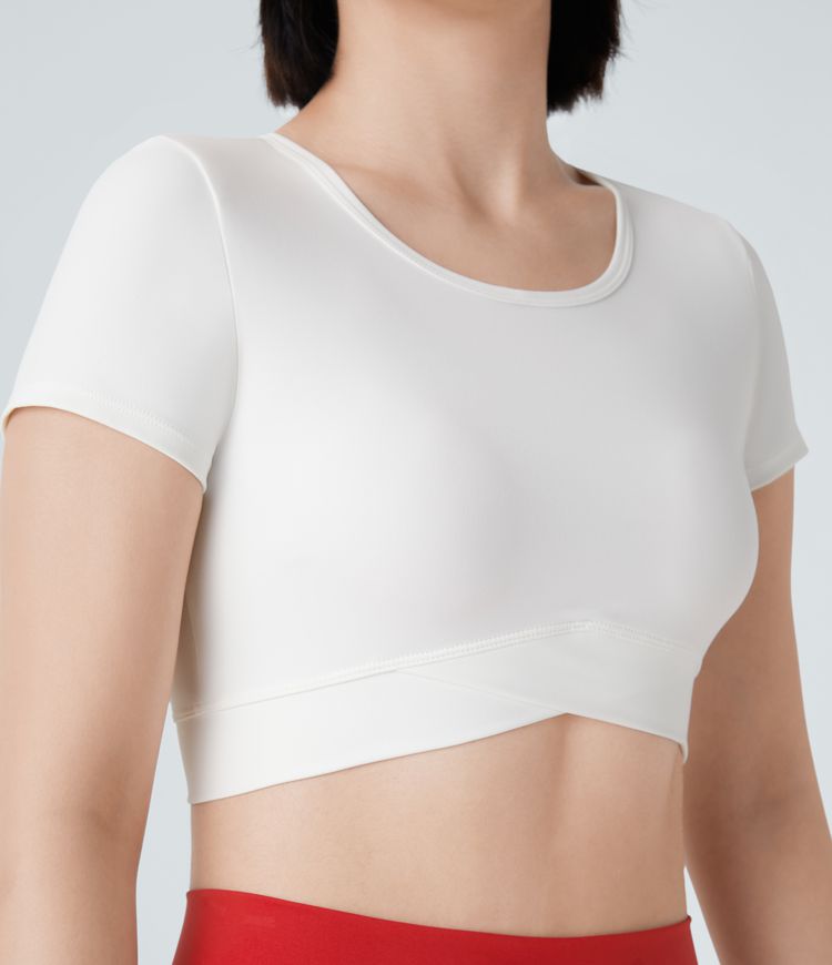 Softlyzero™ Plush Crossover Hem Cropped Sports Top