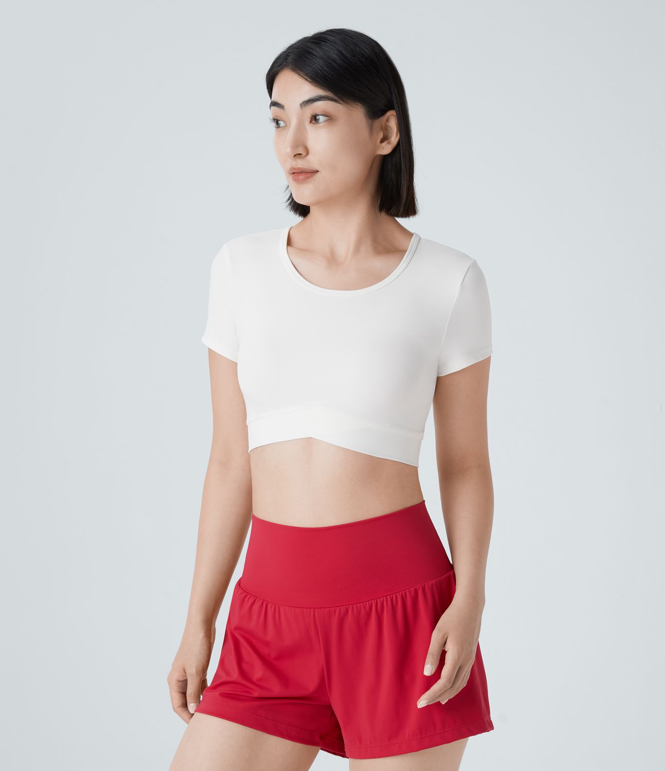 Softlyzero™ Plush Crossover Hem Cropped Sports Top