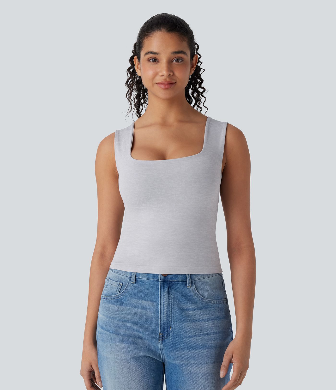Seamless Flow U Neck Sleeveless 2-in-1 Lounge Top