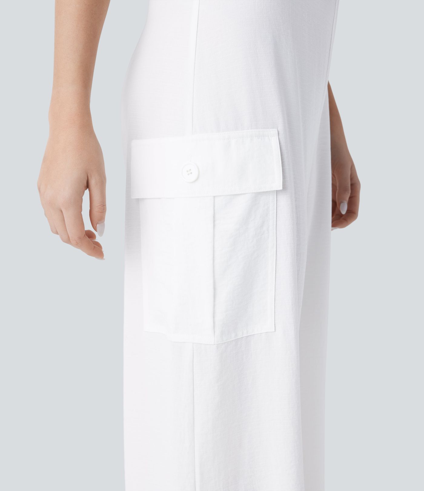 Pocket Casual Cargo Linen-Feel Jumpsuit