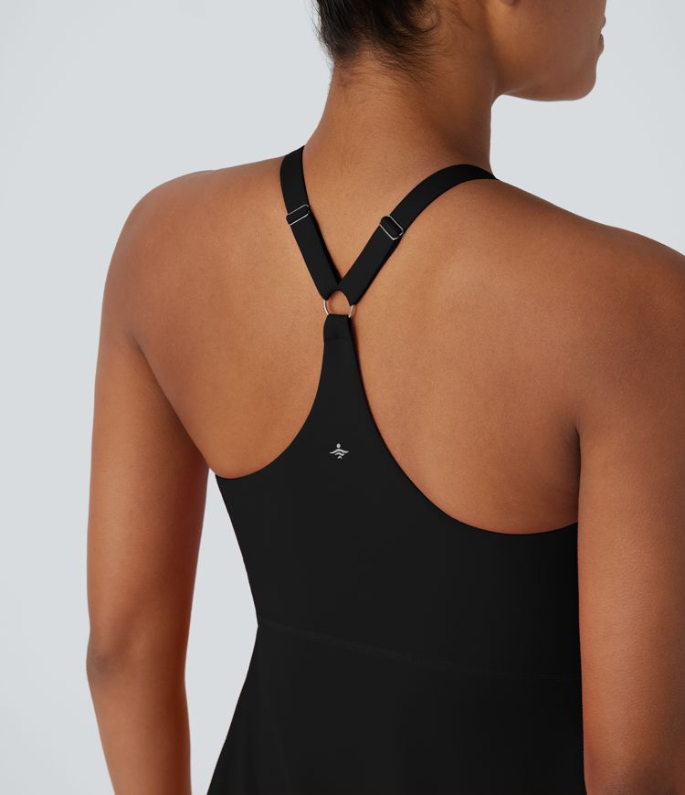 Softlyzero™ Robe sport de danse dos nu à bretelles ajustables avec bonnets moulés en peluche-Édition Easy Peasy