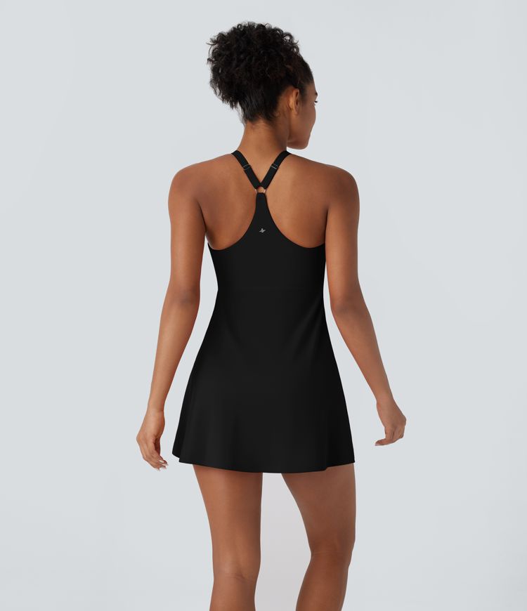 Softlyzero™ Robe sport de danse dos nu à bretelles ajustables avec bonnets moulés en peluche-Édition Easy Peasy