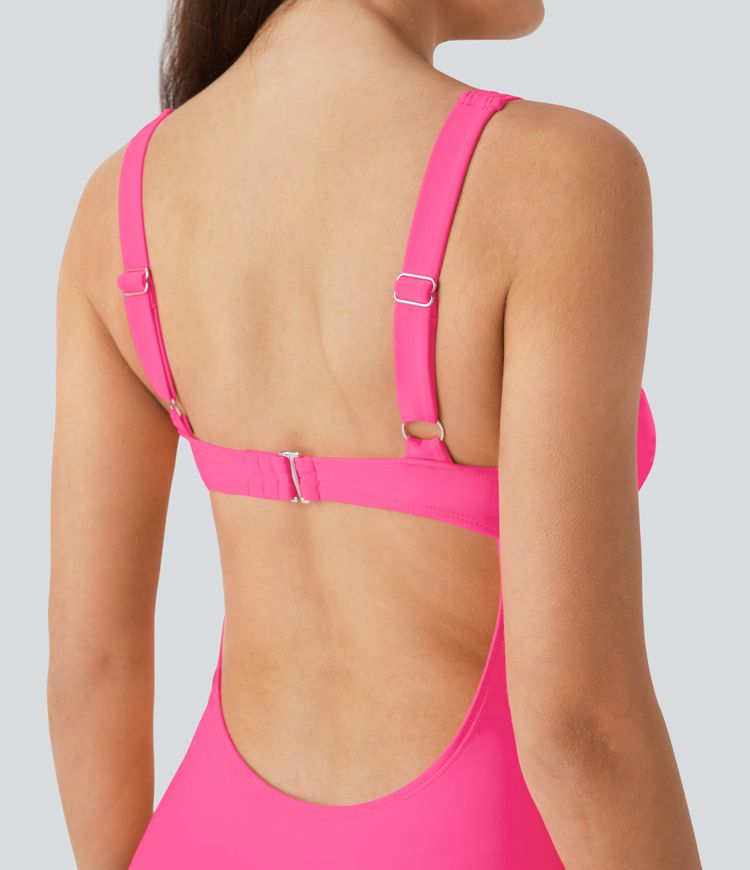 U Neck Cut Out One Piece Swimsuit