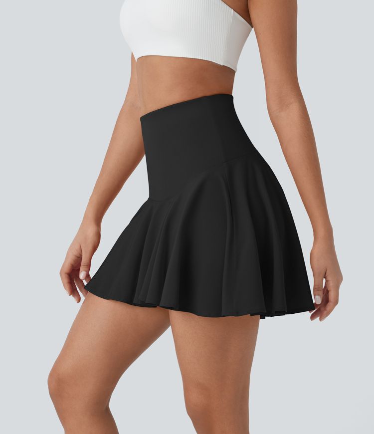 Breezeful™ High Waisted 2-in-1 Side Pocket High Low Flare Mini Quick Dry Yoga Skirt