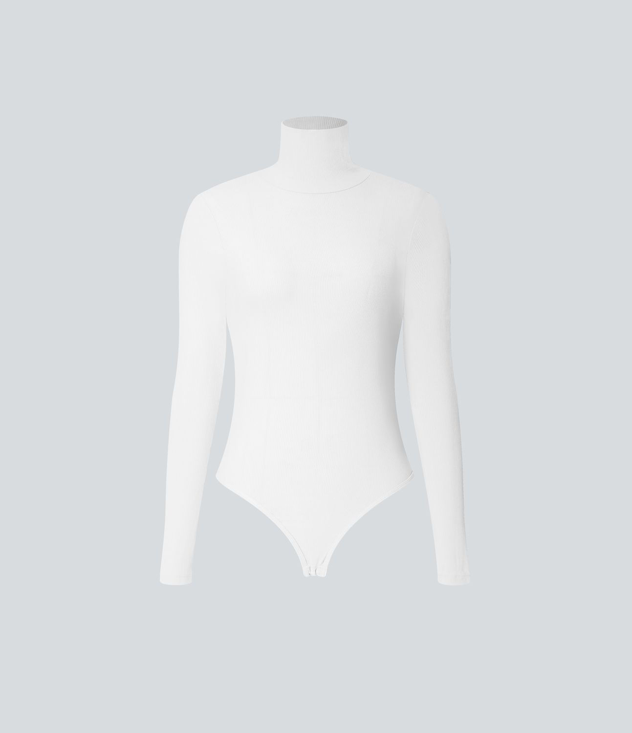 Bodysuit aus geripptem Strick mit hohem Halsausschnitt, langen Ärmeln und Knopfleiste