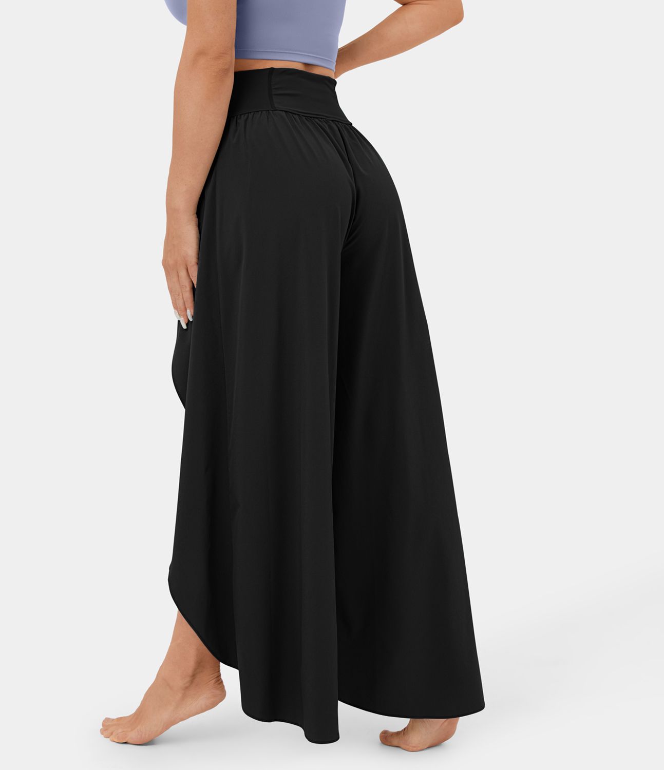 Breezeful™ High Waisted Back Waistband Pocket Palazzo Flowy Split Wide Leg Quick Dry Casual Pants