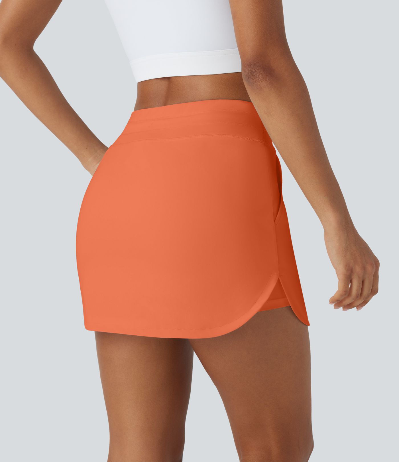 SoftlyZero™ QuickDry High Waisted Drawstring Pocket 2-in-1 Curved Hem Mini Golf Skirt-Golf Tee Pocket