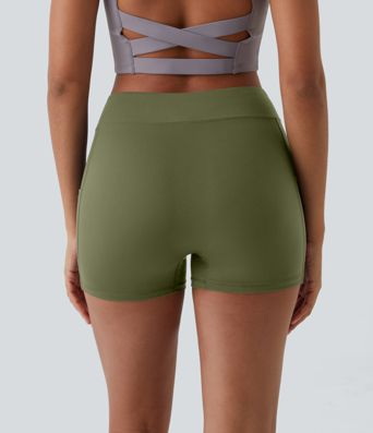 SoftlyZero™ Airy High Waisted Pocket Plain Cool Touch Yoga Shorts 3.5"-UPF50+