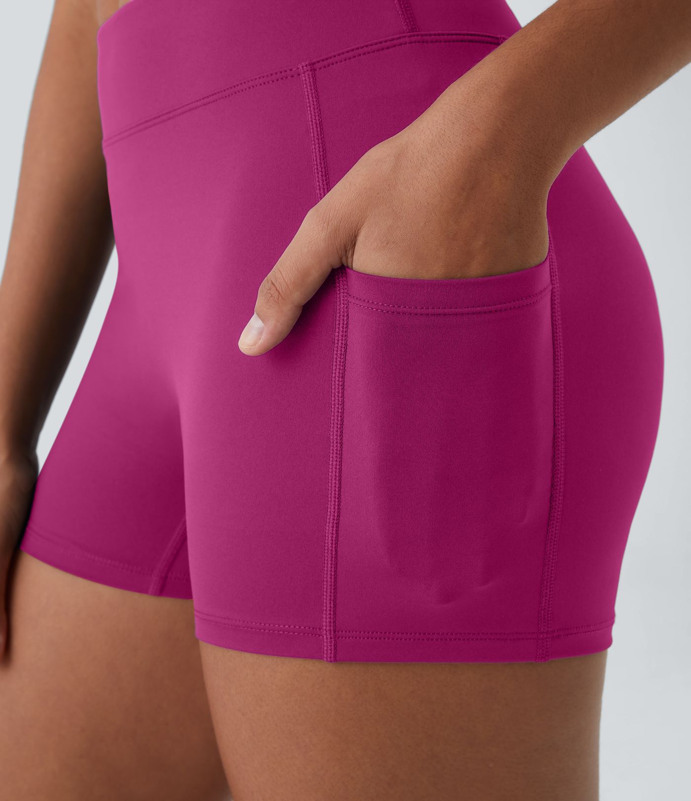 SoftlyZero™ Airy High Waisted Pocket Plain Cool Touch Yoga Shorts 3.5"-UPF50+