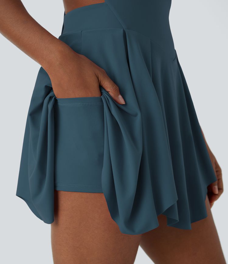 2-in-1 Schnürsenkel-Taschen Mini Slip Casual Kleid 2-in-1 Schnürsenkel-Taschen Mini Slip Casual Kleid