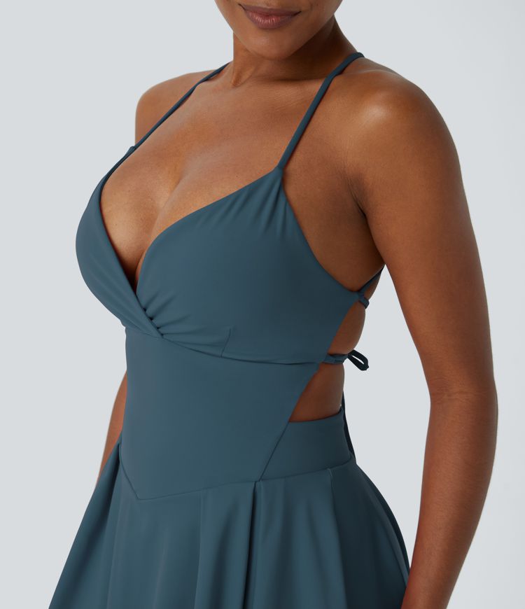 2-in-1 Schnürsenkel-Taschen Mini Slip Casual Kleid 2-in-1 Schnürsenkel-Taschen Mini Slip Casual Kleid