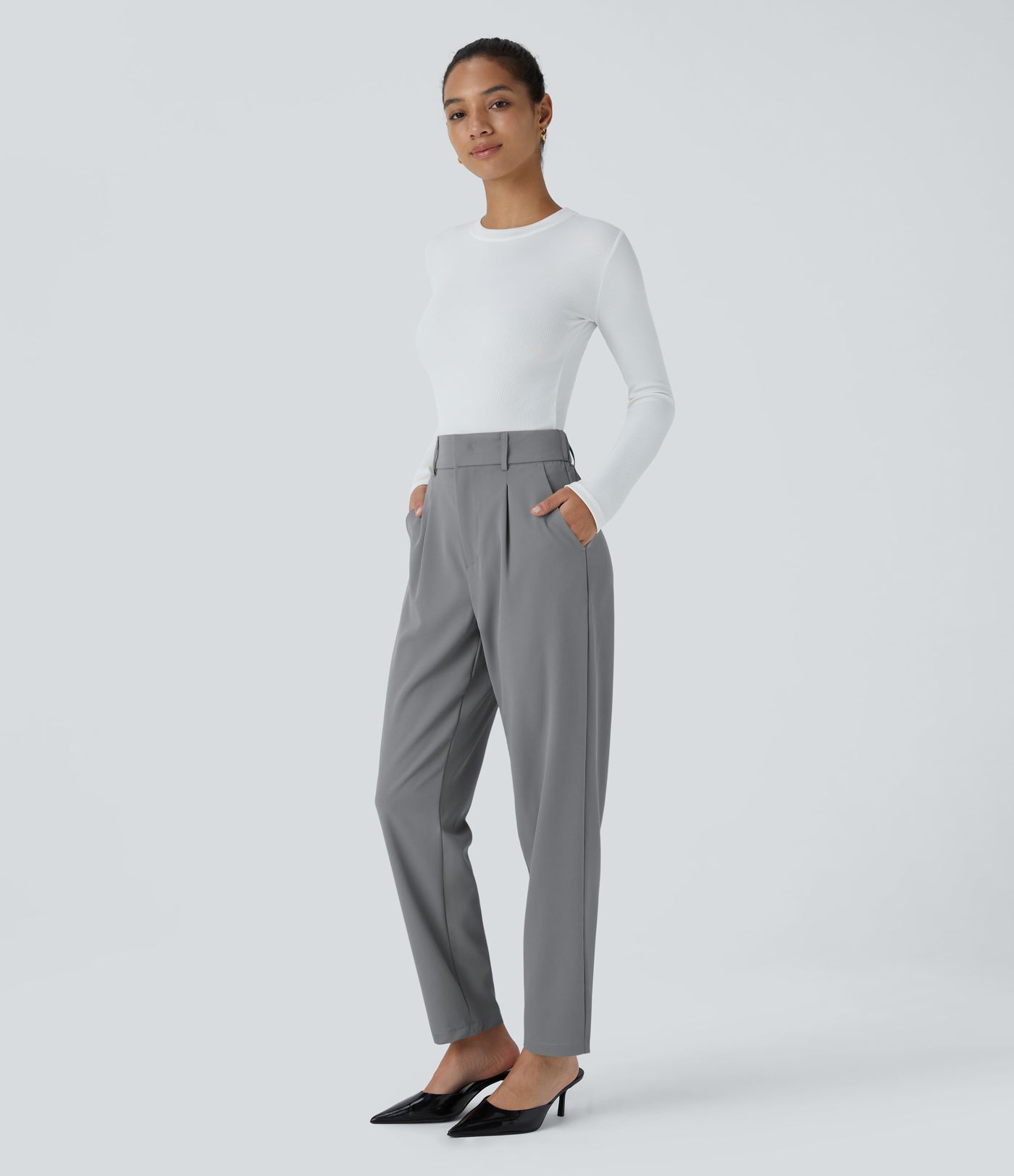 Halara Flex™ High Waisted Pocket Solid Work Tapered Trousers