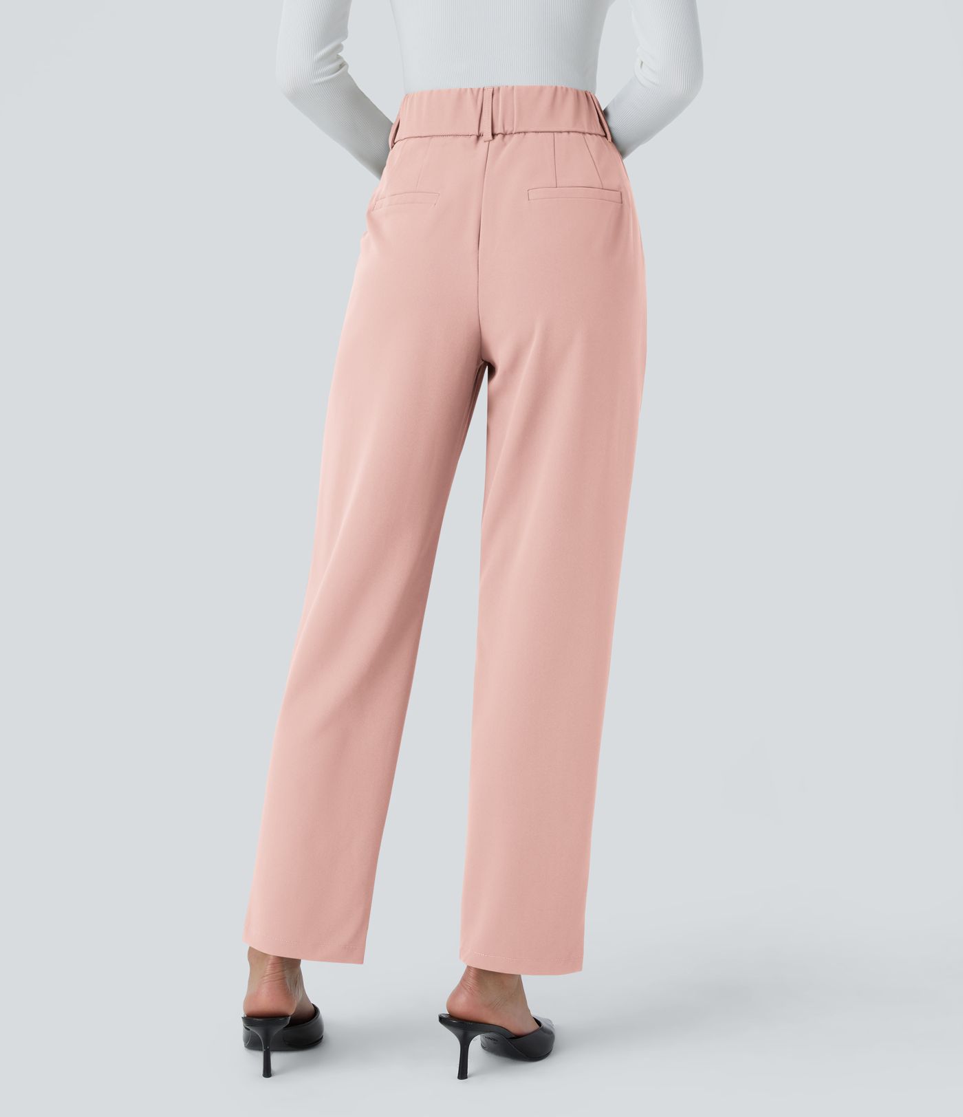 Pantalon tailleur Halara Flex™ fuselé uni, taille haute, avec poches