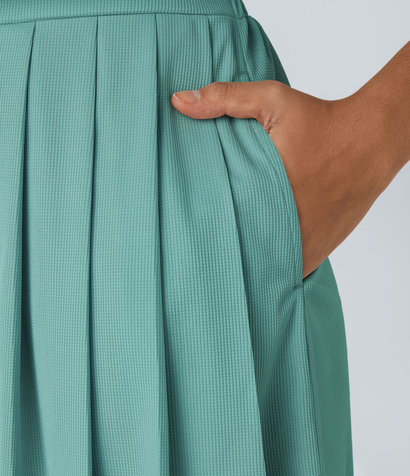 V Neck Short Sleeve Side Pocket Waffle Casual Playsuit