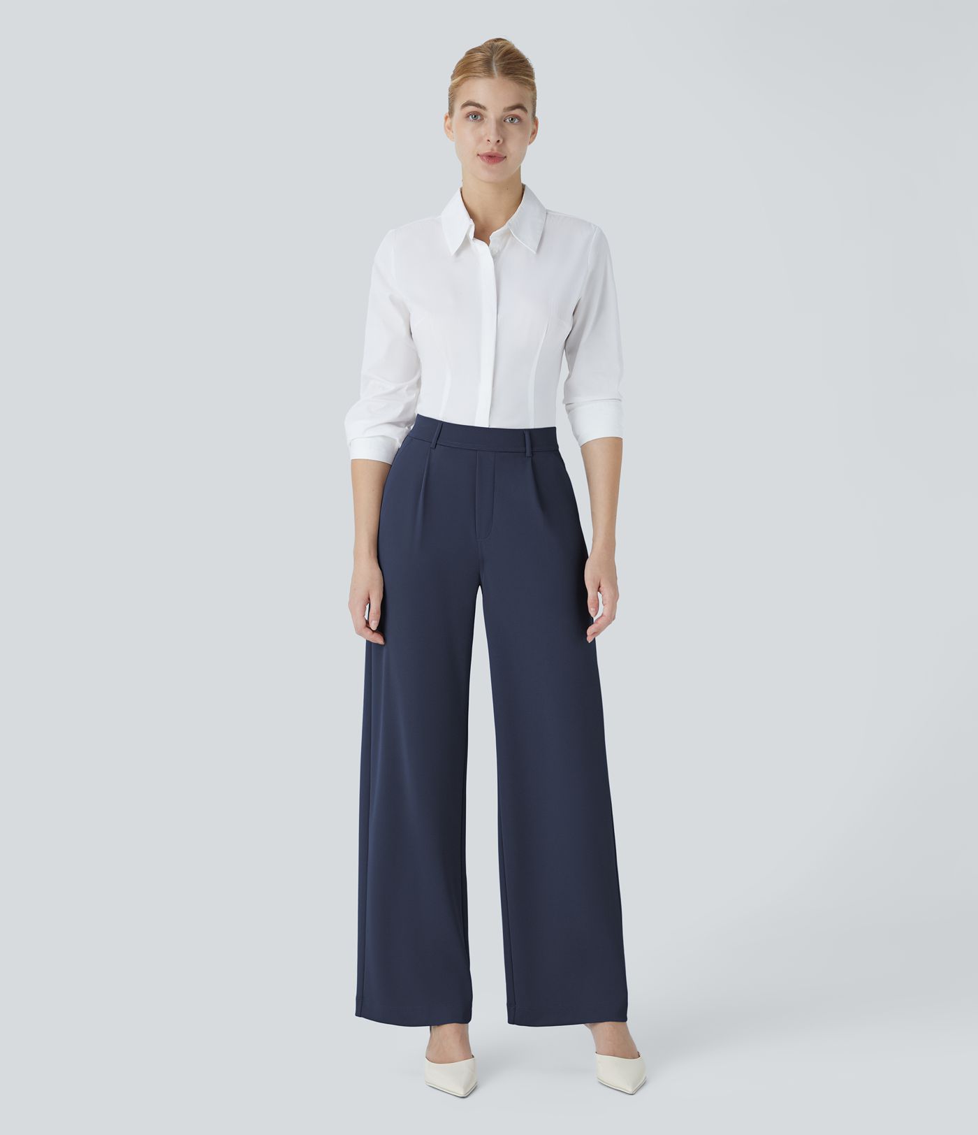 Halara Flex™ High Waist Hose mit Taschen und geradem Bein aus Crêpe-Stoff für die Arbeit