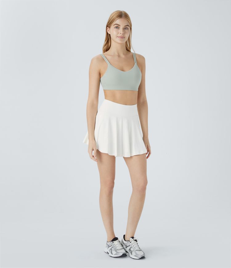 Seamless Flow Highwaist 2-in-1 Side Pocket Flare Mini Yoga Skirt