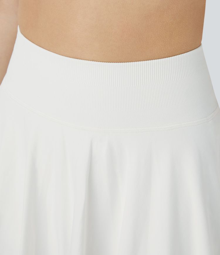 Seamless Flow Highwaist 2-in-1 Side Pocket Flare Mini Yoga Skirt