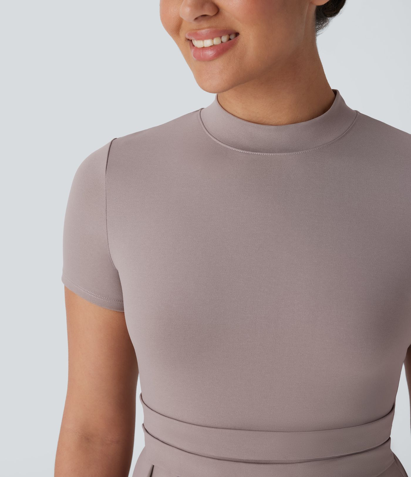 Stand Collar Short Sleeve Flare Women Long Maxi Casual Dress With Pockets