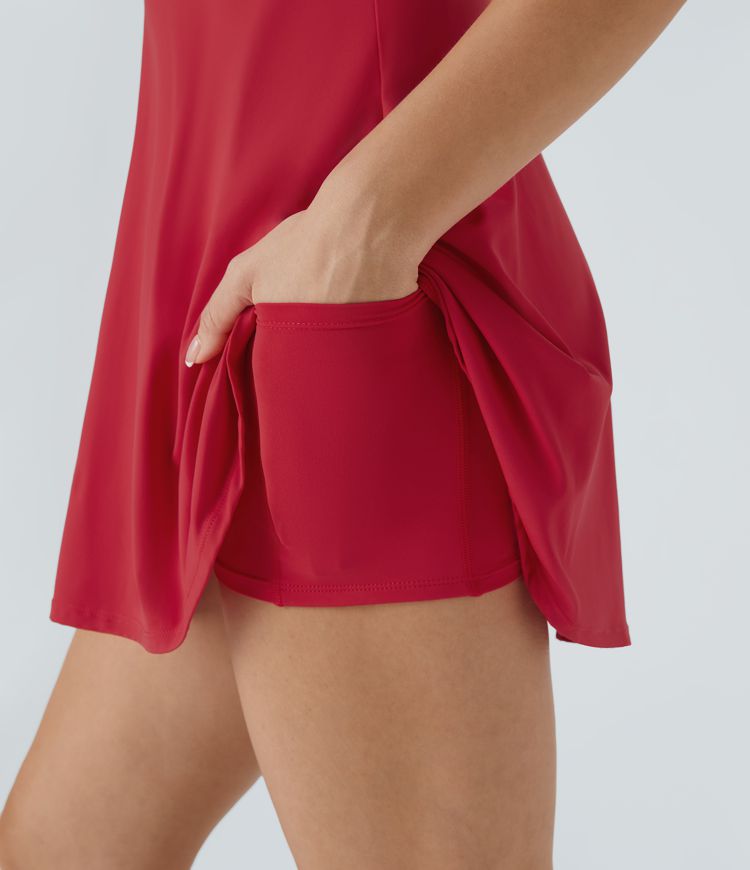 Vestido deportivo sin espalda con diseño retorcido en copas D-F