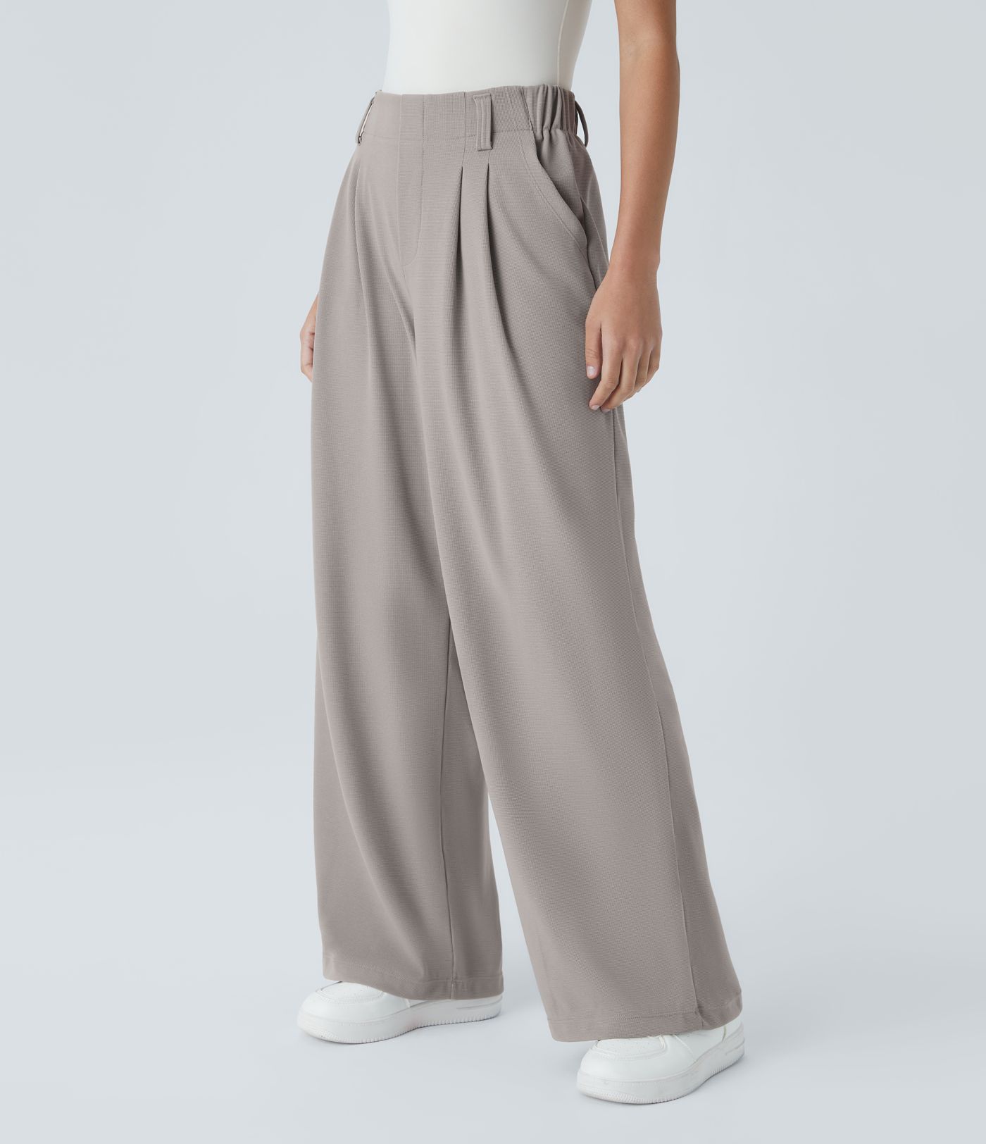Halara Flex™ High Waisted Pocket Wide Leg Waffle Work Trousers