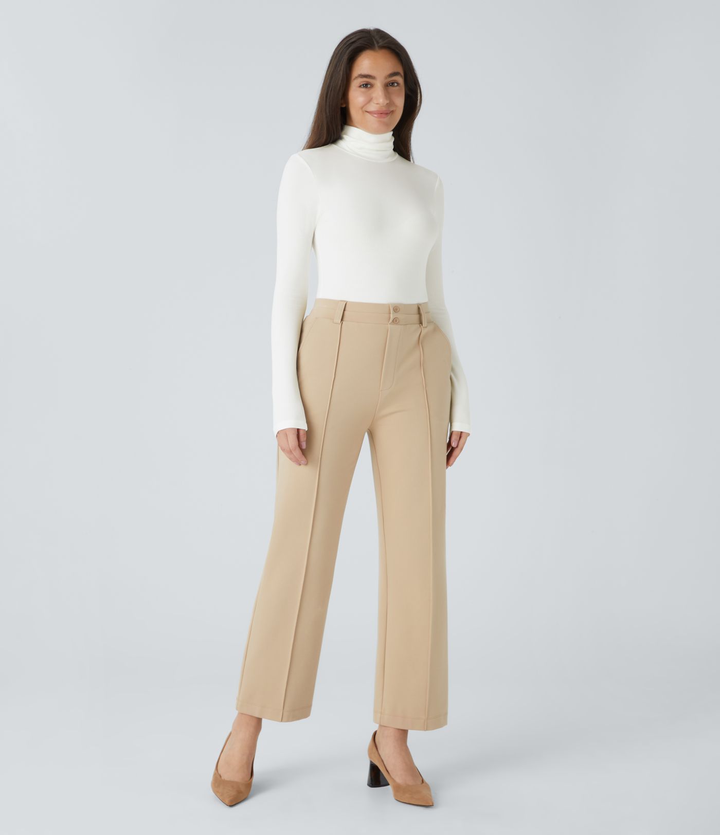 Bodysuit aus geripptem Strick mit hohem Halsausschnitt, langen Ärmeln und Knopfleiste