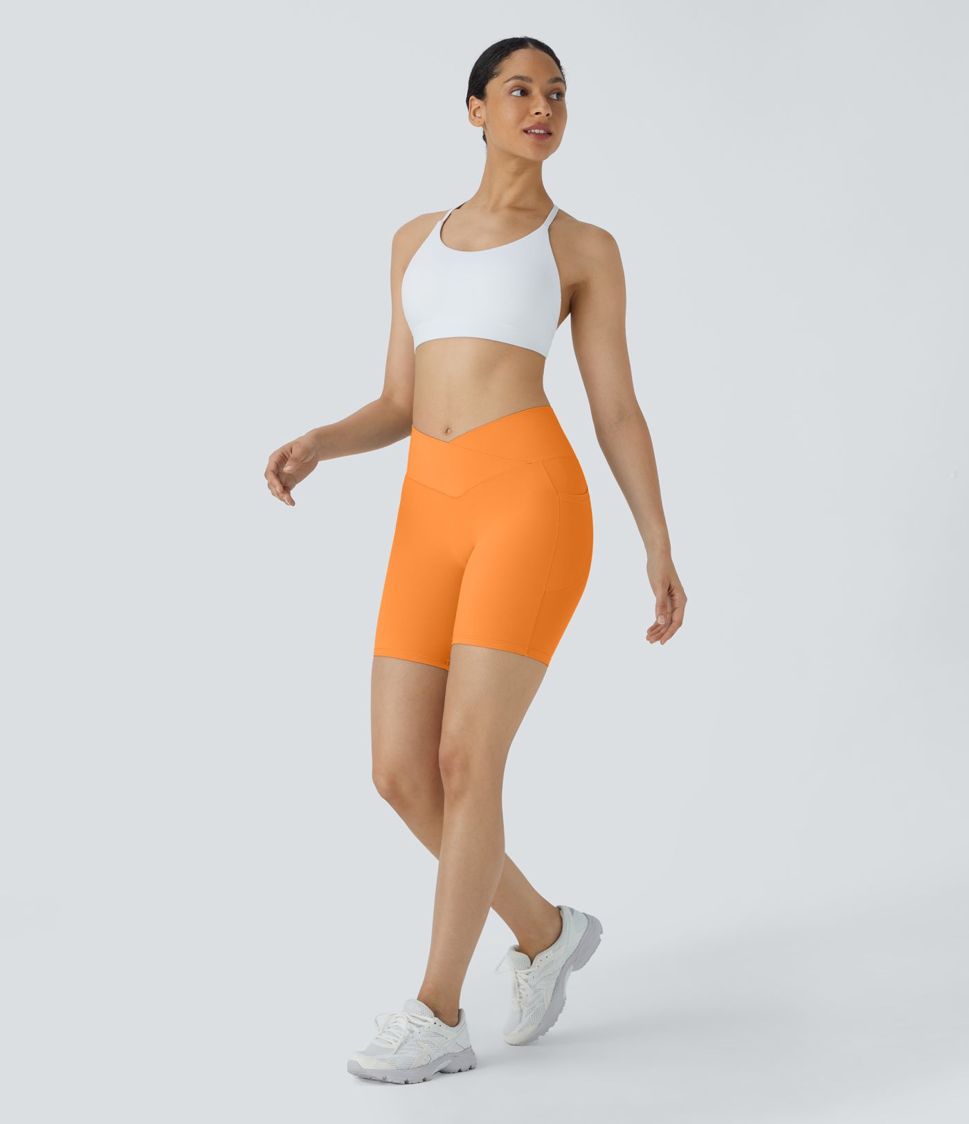 SoftlyZero™ High Waisted Crossover Pocket Yoga Biker Shorts 7"-UPF50+