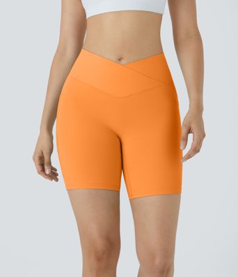 SoftlyZero™ High Waisted Crossover Pocket Yoga Biker Shorts 7"-UPF50+