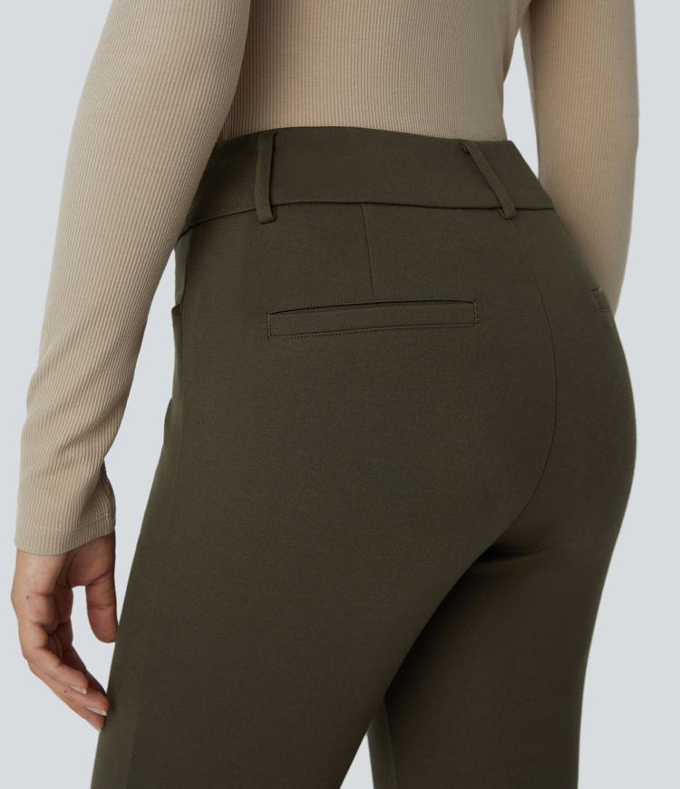 Halara Flex™ High Waist Button Zipper Side Pocket Slightly Flare Work Pants