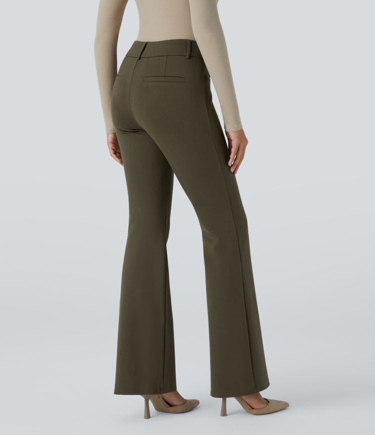 Halara Flex™ High Waist Button Zipper Side Pocket Slightly Flare Work Pants