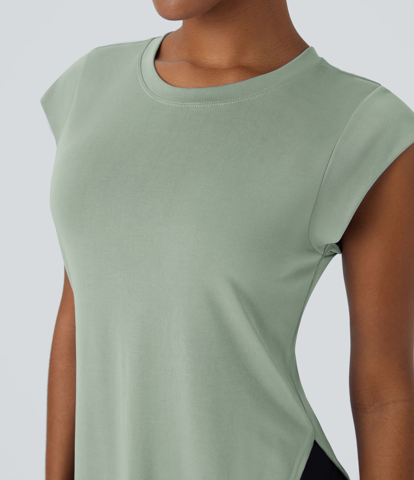 Round Neck Curved Hem Yoga Sports Top