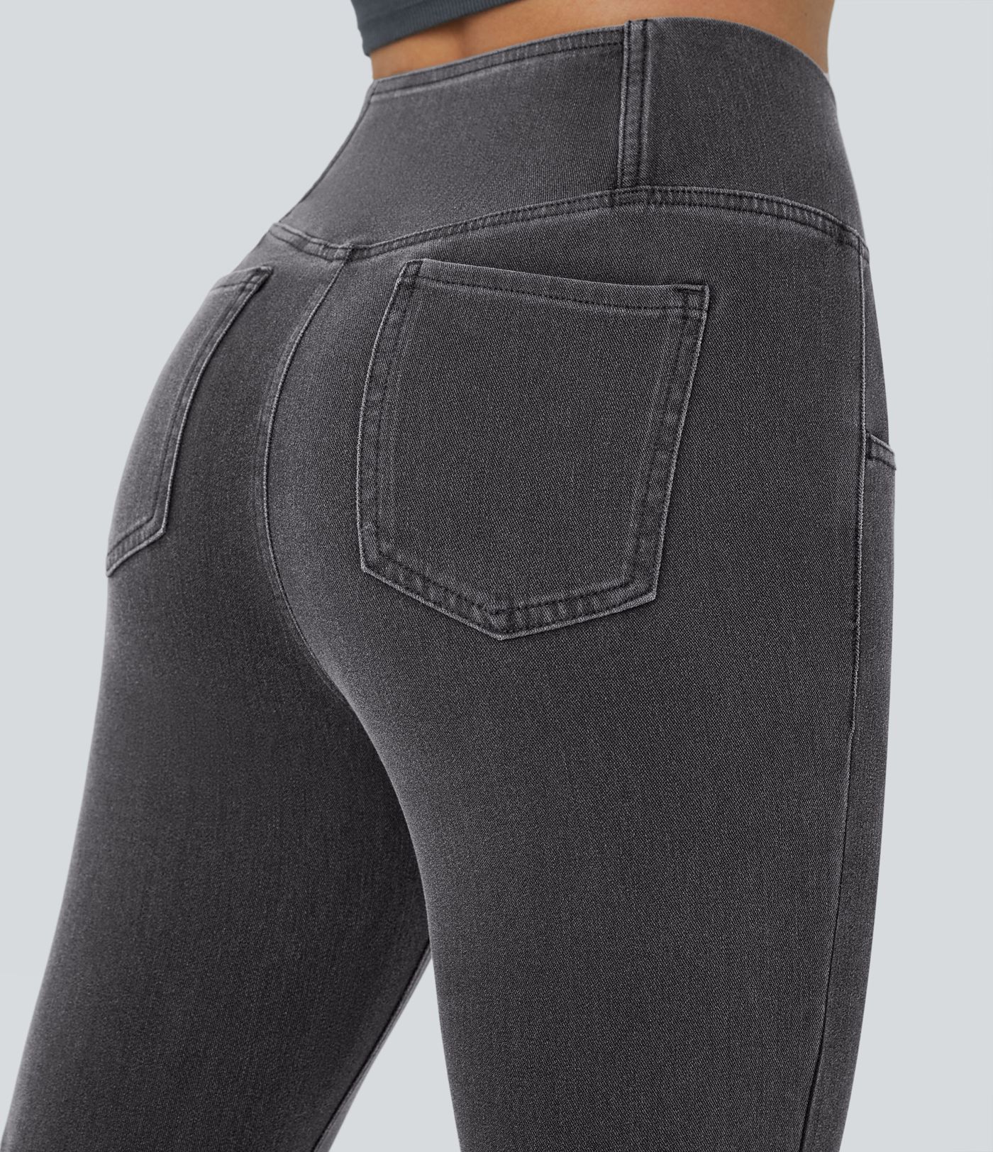 Halara Flex™ High Waisted Crossover Pocket Cool Touch Washed Casual Jeans