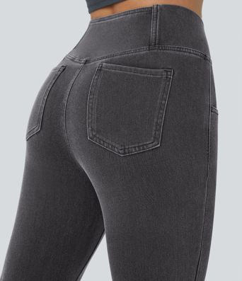 Halara Flex™ High Waisted Crossover Pocket Cool Touch Washed Casual Jeans