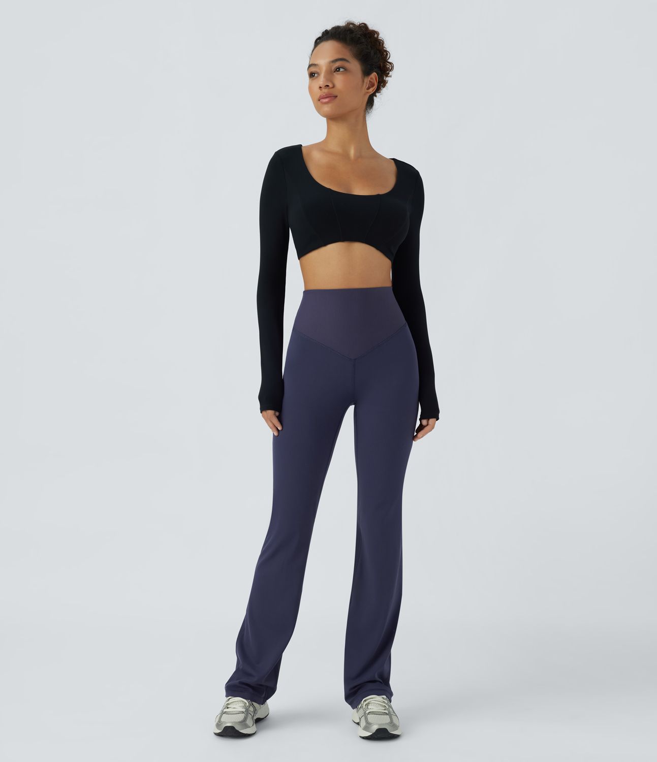 SoCinched Ribbed Yoga Leggings with High Waist, Tummy Control, and Bootcut