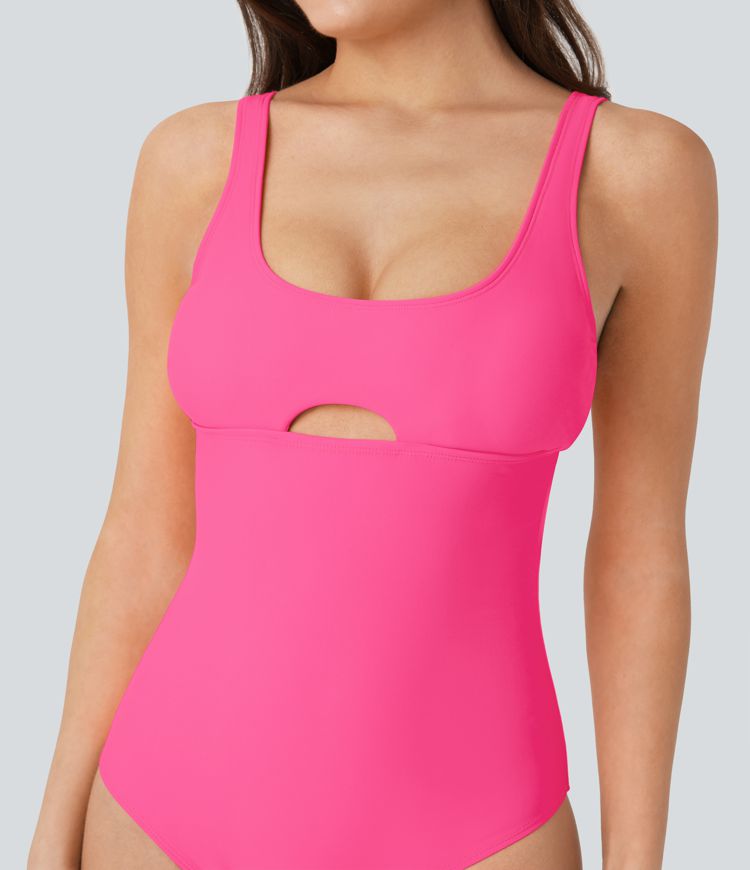 U Neck Cut Out One Piece Swimsuit