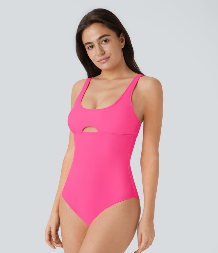 U Neck Cut Out One Piece Swimsuit