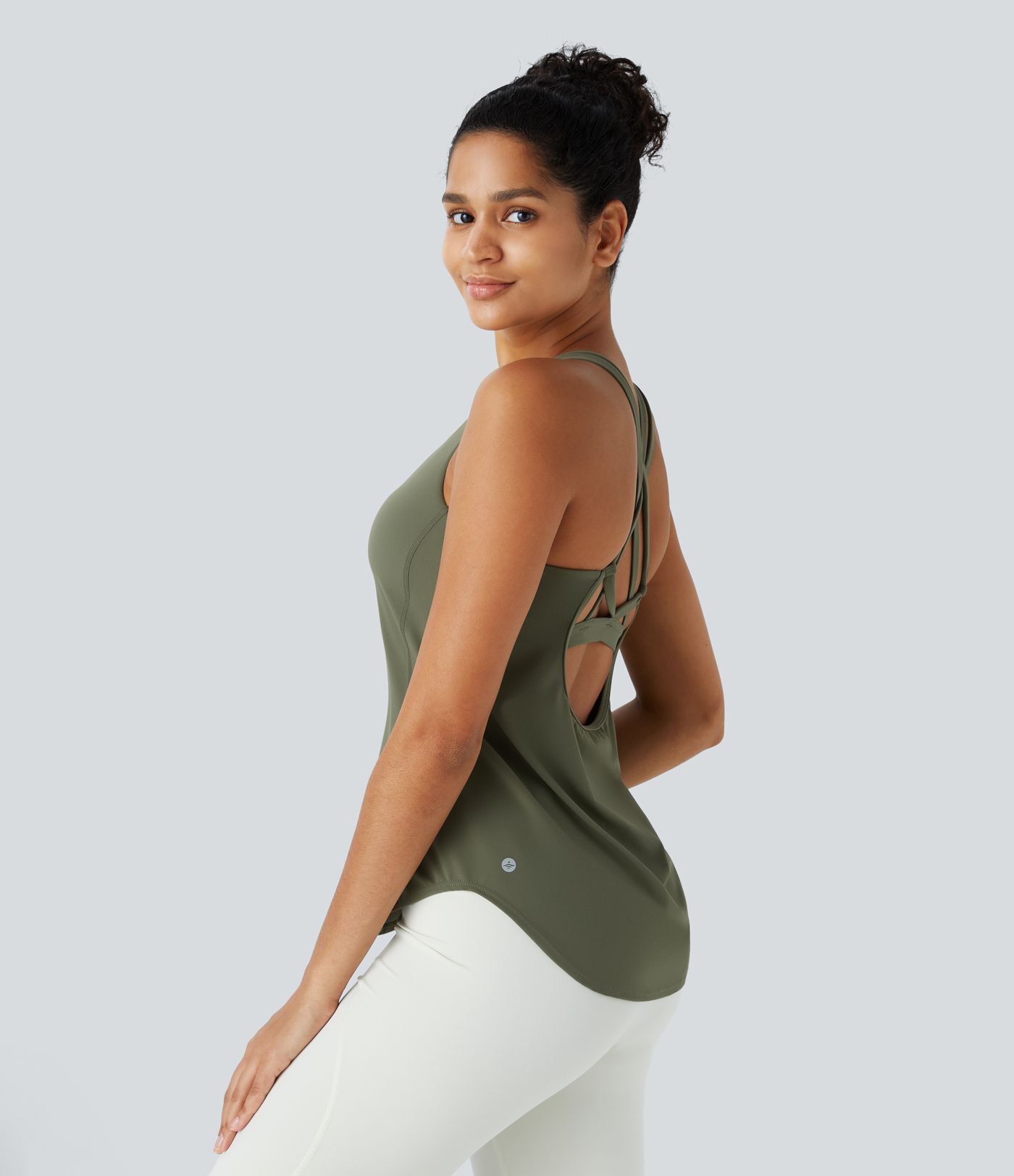 Halara UltraSculpt™ Round Neck Curved Hem Workout Tank Top
