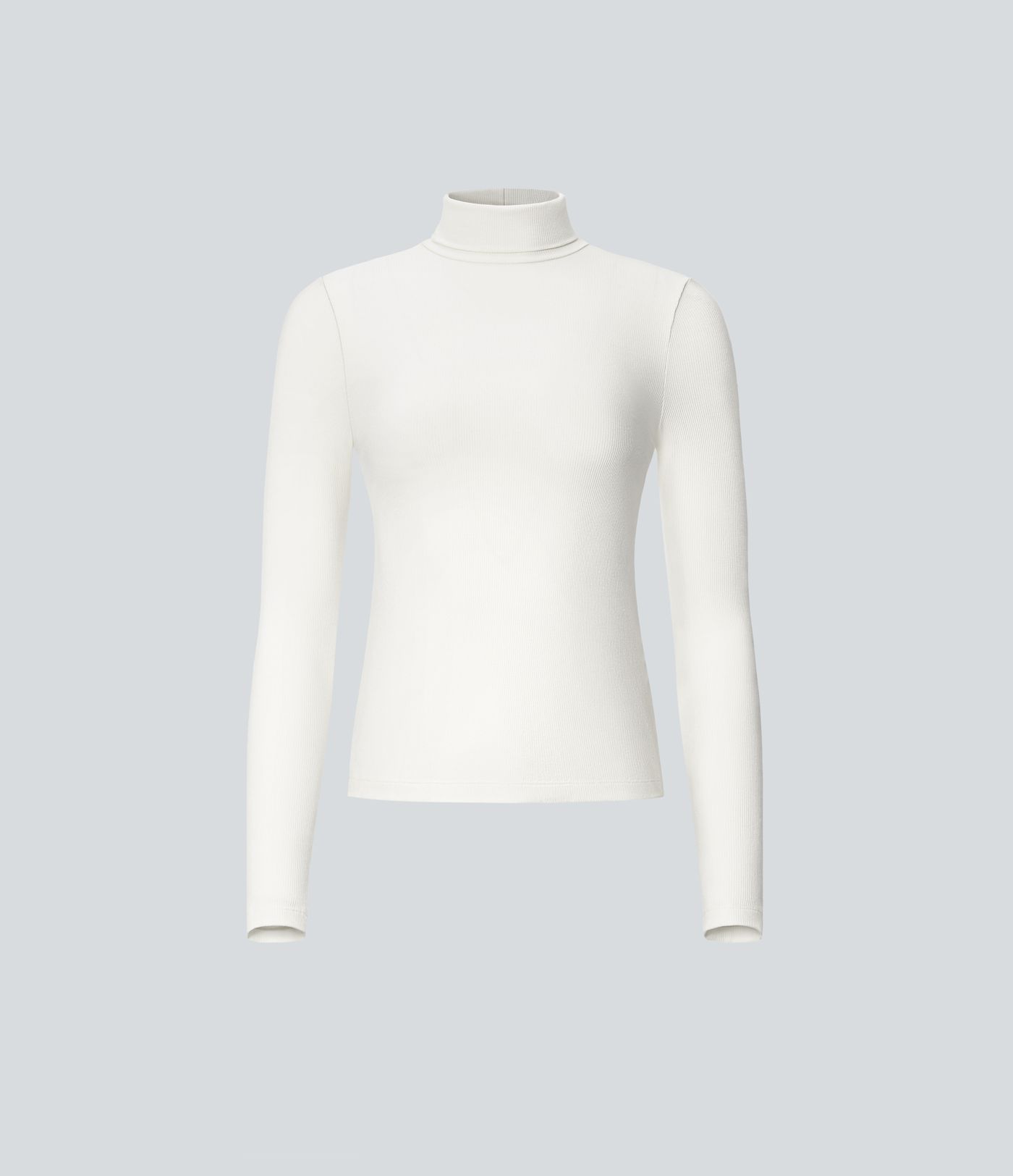 Ribbed knit high neck long sleeve casual top