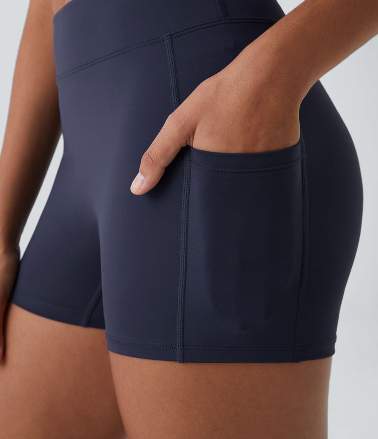 Softlyzero™ Airy Shorts 8,8cm Yoga Taille Haute Poches Latérales Unis Toucher Frais