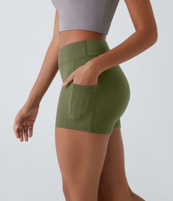 SoftlyZero™ Airy High Waisted Pocket Plain Cool Touch Yoga Shorts 3.5"-UPF50+